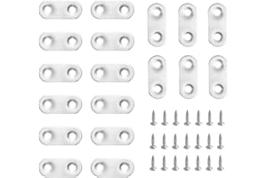 QHAJRYYC 20 Pack Straight Brace, Flat Straight Bracket with Screws,Stainless Straight Flat Brace, Repair Bracket, Flat Plate Straight Bracket, Stainless Steel Straight Bracket (Silver)