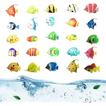 3 Poissons Artificiels Mobiles Pour Aquarium - Queue Qui Bouge Avec Le Courant - Décoration Colorée - Environ 5.7x4 Cm