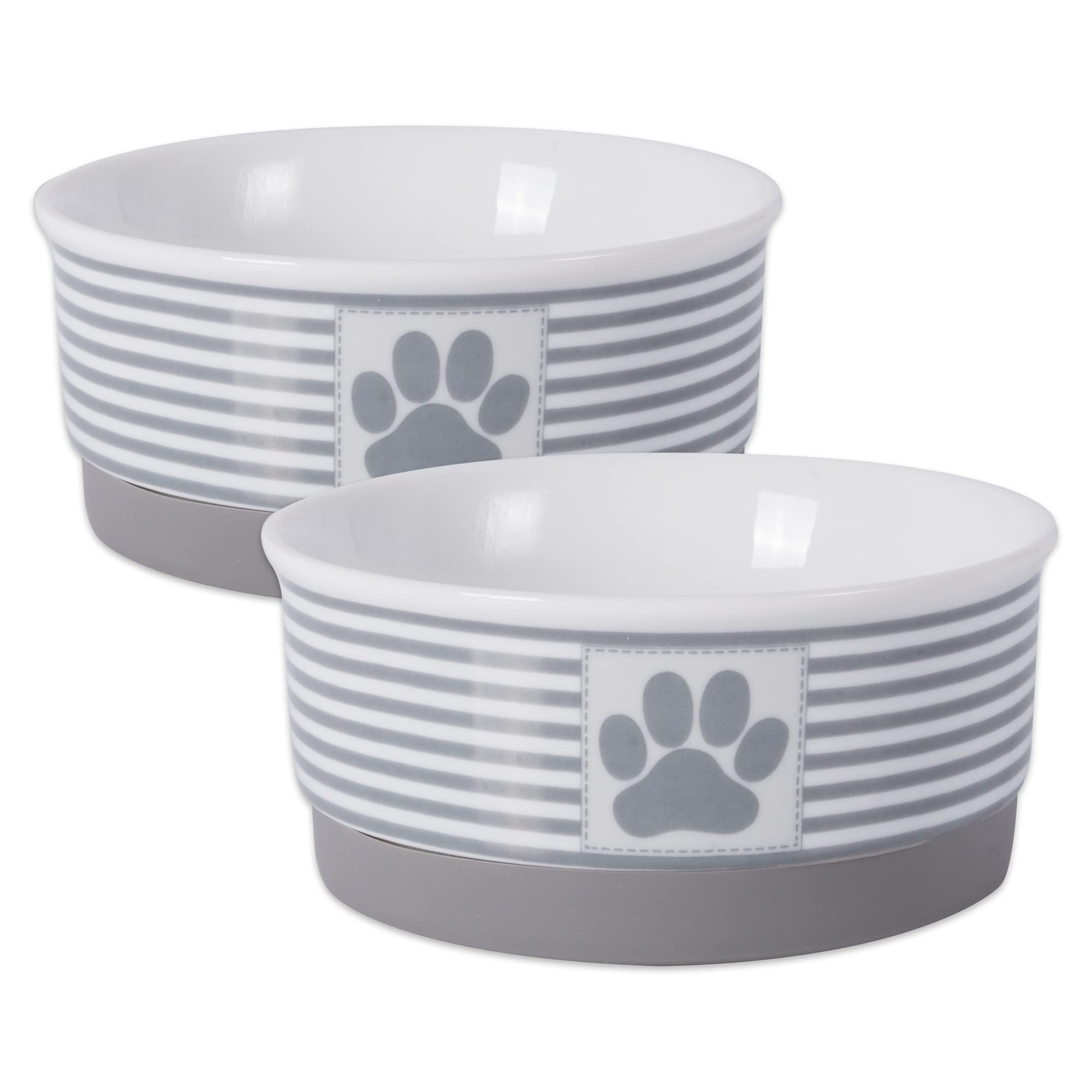 Photo 1 of Bone Dry Paw & Patch Ceramic Pet Collection, Small Set, 4.25x2", Gray, 2 Piece