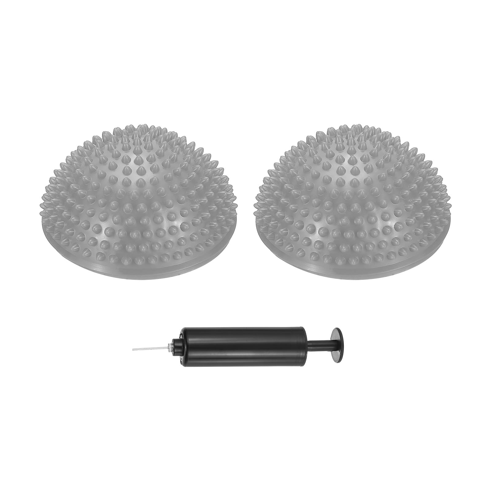 PATIKIL 2 Pcs Half Spiky Domes Balance Pods 6.7x3.1 Inch, Balance Trainer Dots with Hand Pump for Core Body Balancing Stability Training Foot Massage, Silver