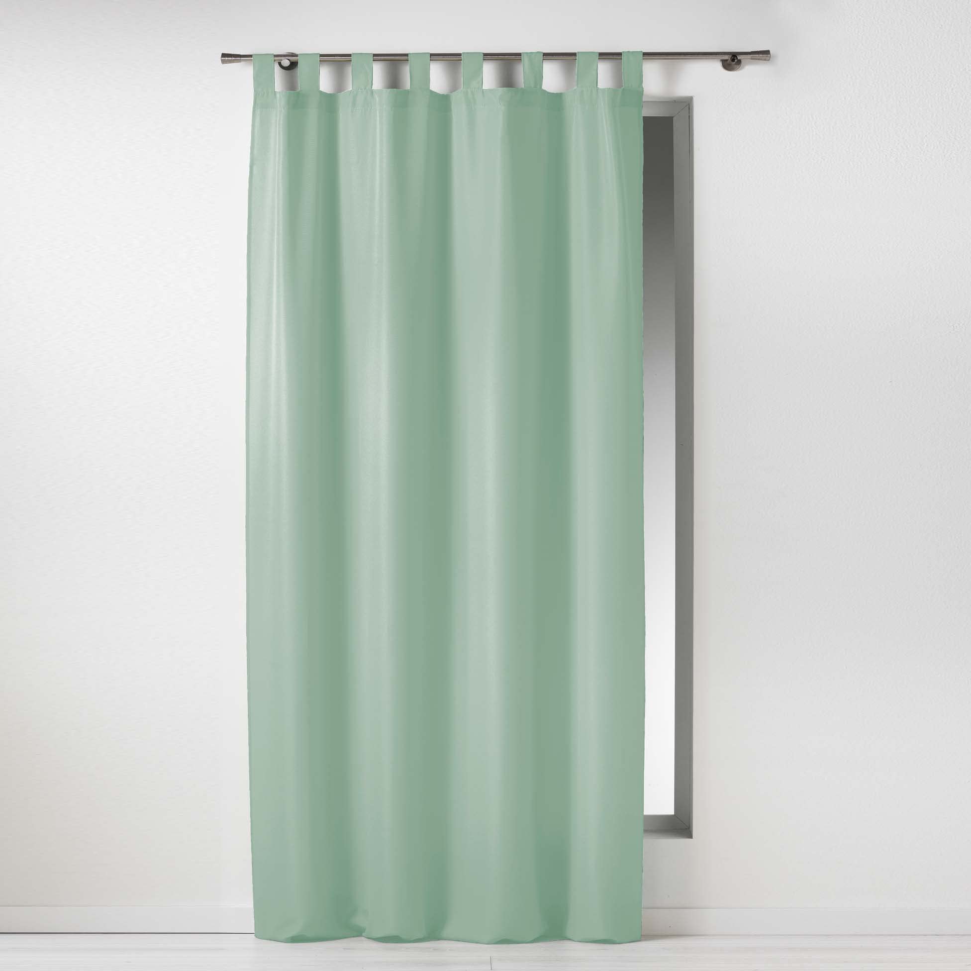 Douceur d'Intérieur Plain Polyester Curtain with Tab Top 140 x 260 cm Sage Green