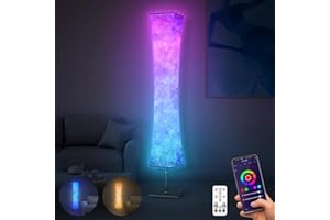 Torchlet RGB Led Smart Lamp Alexa APP Control, Color Changing Modern Floor Standing Lamp with DIY Mode, Music Sync and White Fabric Shade for Living Room Bedroom Game Room