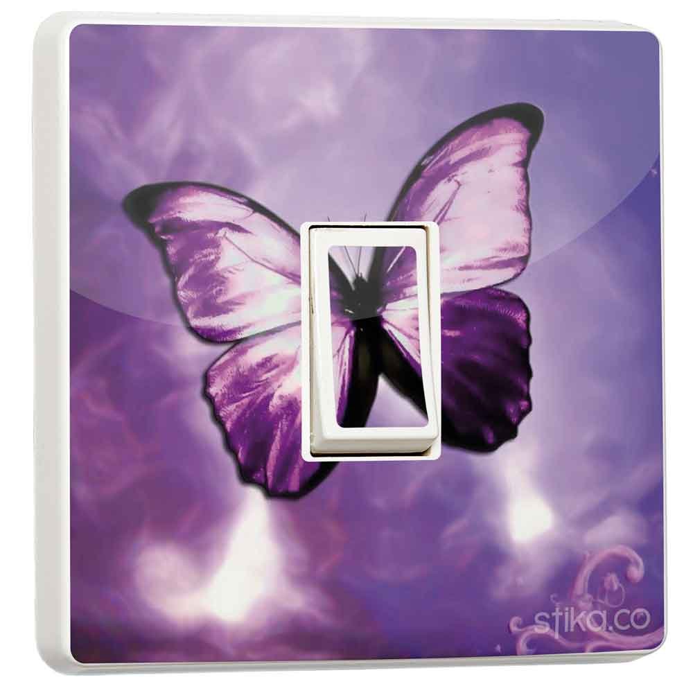 stika.co Pack of 2 Purple Butterfly Light Switch Sticker vinyl cover skin Home Bedroom Decorative Accessories