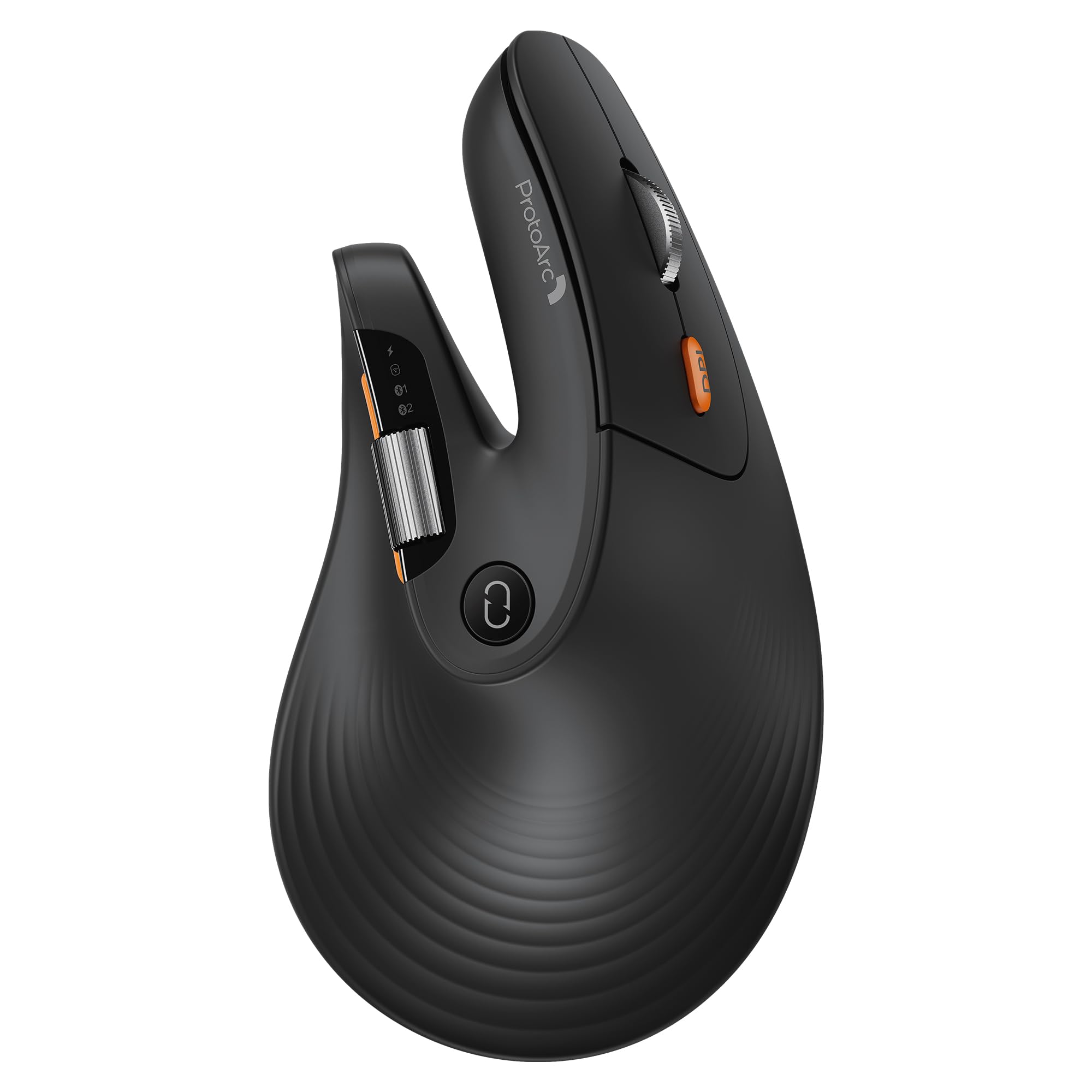 ProtoArc EM11 Pro Ergonomische Vertikale Maus mit Seitenscroll, Anpassbare Tasten, 2*Bluetooth + 2,4G Kabellos, Wiederaufladbar, Vertikal Funkmaus für Büro PC/Mac/Windows/Linux