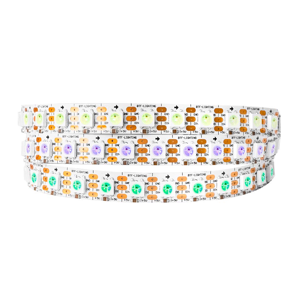 BTF-LIGHTING WS2812b 3.2FT 1m 100leds 100 Pixels Individually Addressable 5050SMD LED Flexible White PCB Led Strip White Board Dream Color Non-Waterproof DC5V for Indoor Lighting