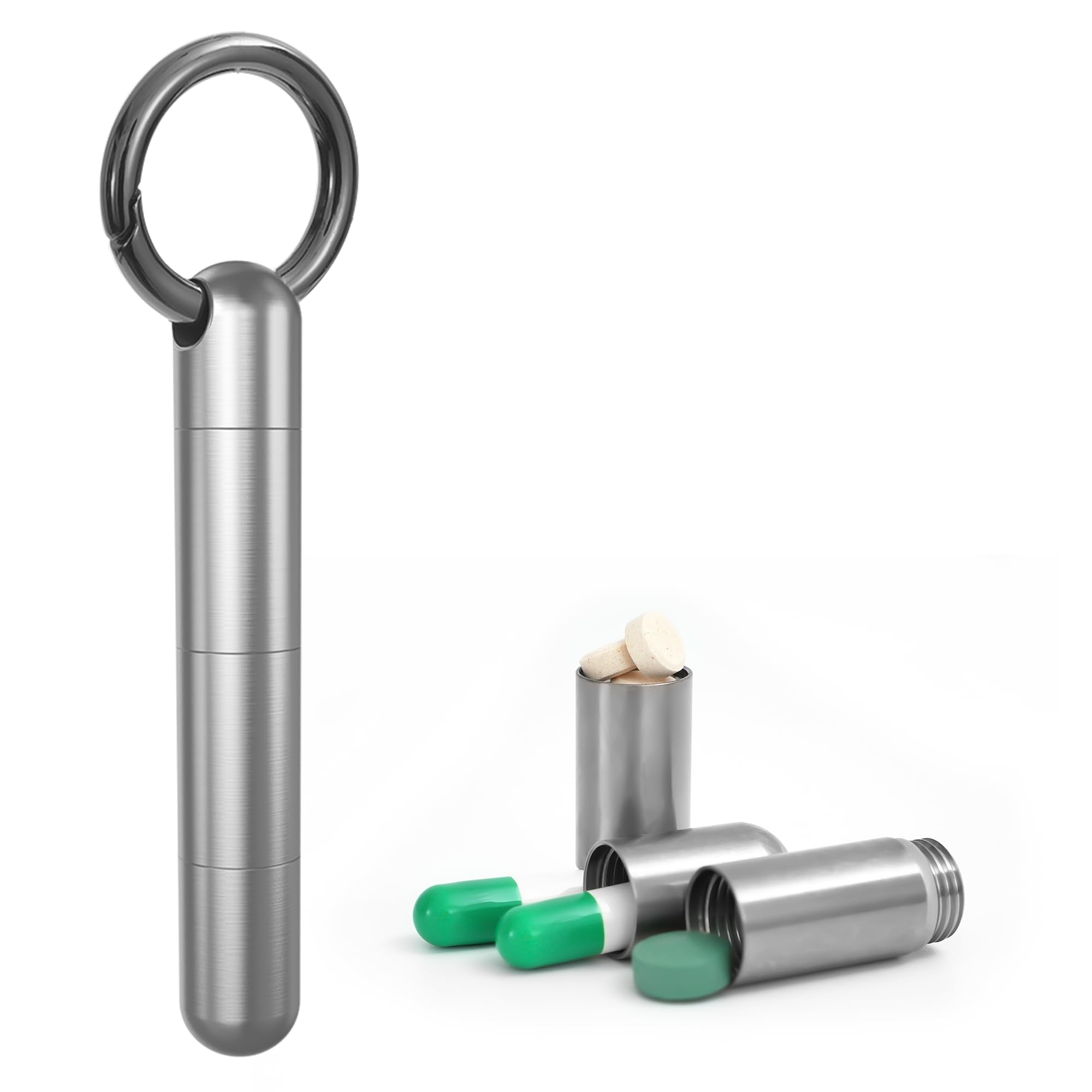 Photo 1 of VANSU Titanium Keychain Pill Holder,Portable Mini Pill Case, Waterproof Small Pill Container,Mental Pill Box for Travel Purse Pocket(3 Compartment)