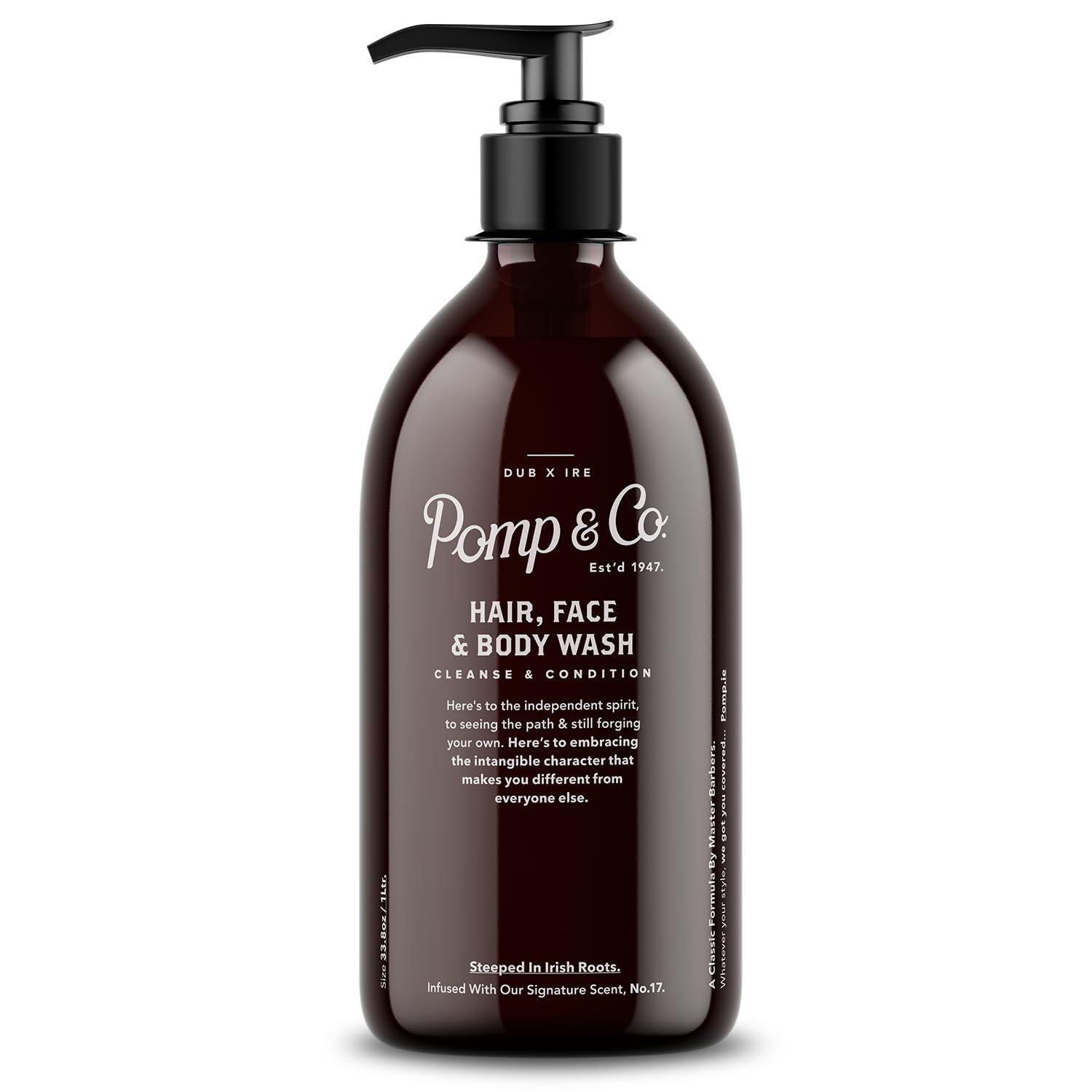 Pomp & Co Hair Face and Body Wash For Men,Signature scent 3 in 1 Body Wash, Argan Oil Infused All In One Wash 1 Litre