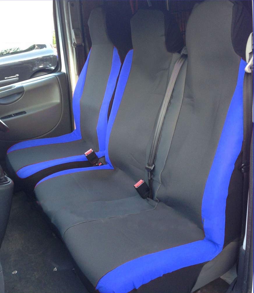 Carseatcover-UK® Heavy Duty BLUE Racing Fabric Van Seat Covers - Fits Most Vans - Single & Double