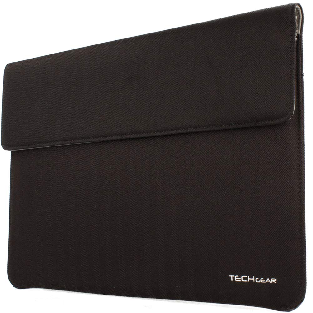 TECHGEAR Ultra Slim [Tweed Effect] Laptop Envelope Sleeve Case Cover with Pocket fits Apple MacBook Air 11 Inch, Macbook 12 Inch, iPad Pro 12.9" & other Tablets, Notebooks of similar size [ONYX]