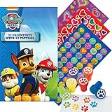 Paw Patrol 32 Valentines Cards with 32 Tattoos, 130 Mini Heart Stickers, and 6 Paw Stampers