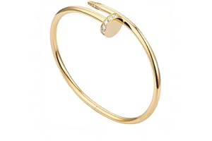 ceyfey 18K Gold Nail Cuff Bracelet for Women-Elegant CZ-Studded Open Design, Stylish Gold Jewelry Gift for Fashionable and Elegant Women