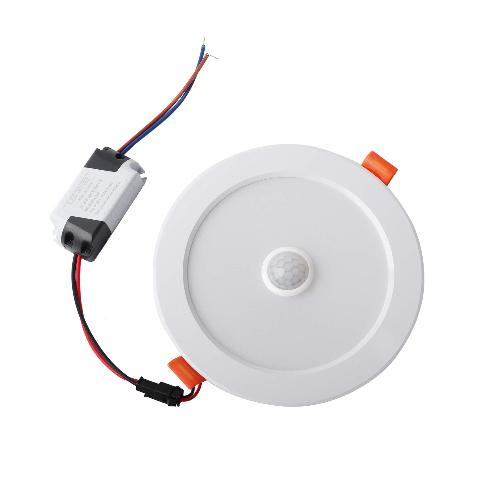 Gugxiom PIR Motion Sensor Downlight, Round Flush Mounted Ceiling Light, 12W AC85265V LED Ceiling Light Downlight Human Body Sensor Recessed Lamp for Home Indoor (Warm White)