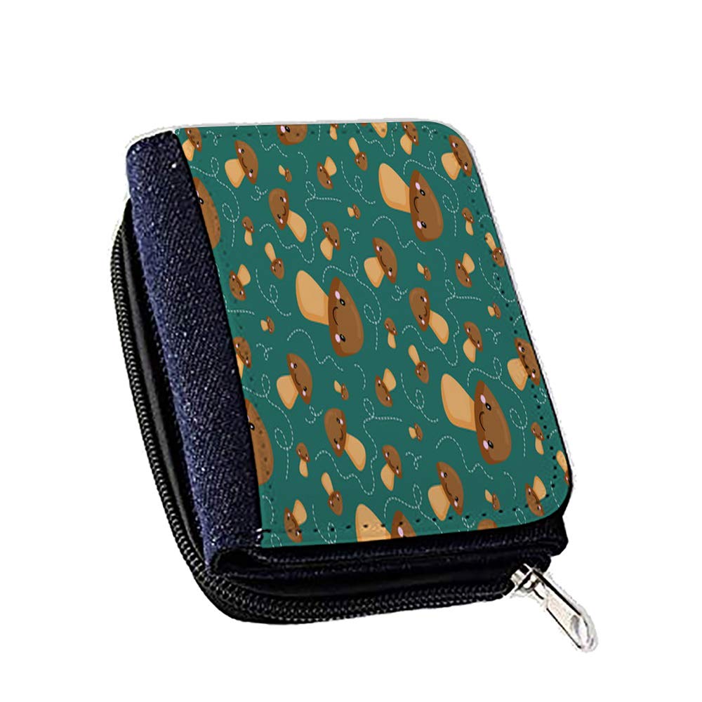 Mushroom Vegetable Pattern Women’s Denim Coin Wallet, Girls Purse, Gift Purse Wallet, Stags Purse.