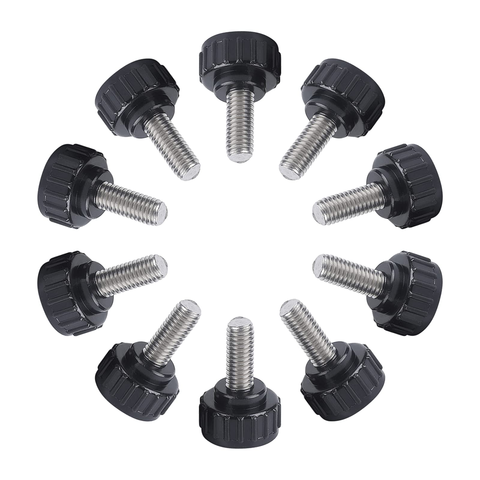INCREWAY Thumb Screw, 10PCS M5 x 15mm Male Thread knurled Screws Durable Round Head Threaded Knurled Thumbscrew
