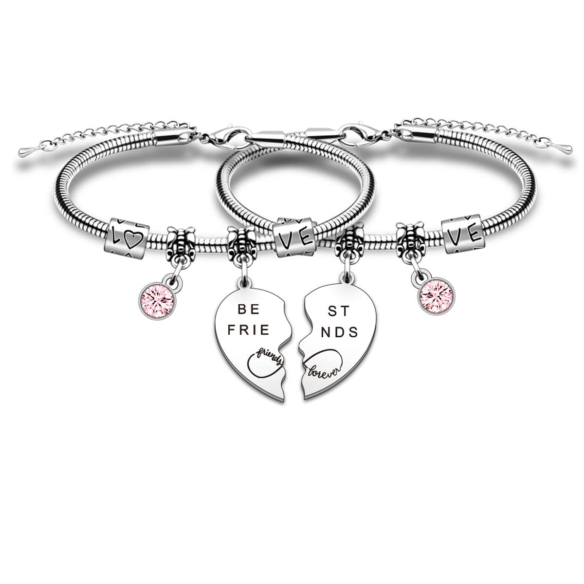 SMARGO 2 Pcs Charm Best Friend Forever Bracelets Gifts For Girls Women Birthday Christmas Graduation Bff Friendship Jewellery