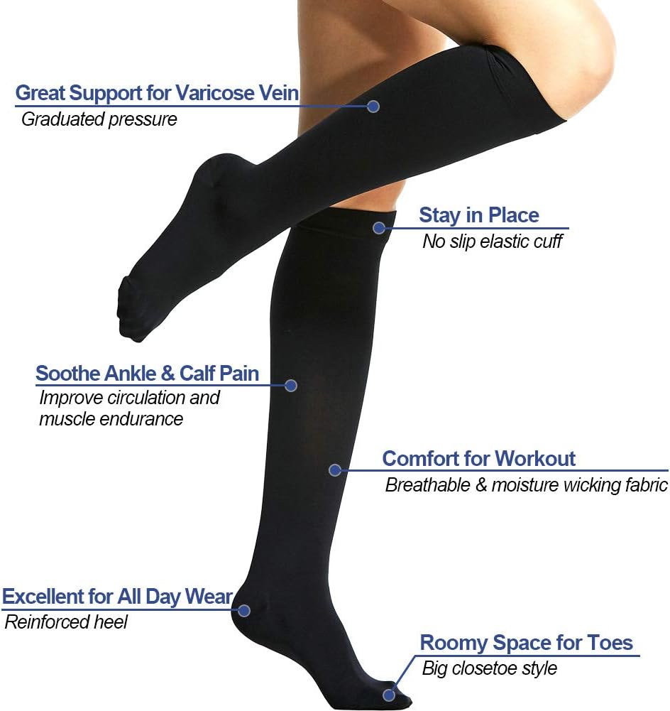 Beister Medical Closed Toe Knee High Calf Compression Socks for Women & Men - Image 3