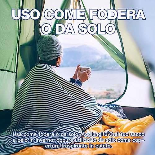 JAICOM c Sleeping Bag, Ultralight and Compact Travel Sheet, 220 x 90 cm, Cotton Sheet Sack, Ideal for Camping, Hiking, Hostel and Business Travel