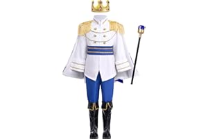 AWIBMK Boys Prince Charming Costume Kids Medieval Royal Prince Outfit Prince King Cosplay Dress up Halloween Costumes