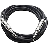 Seismic Audio Speakers TRS Male ¼” To TRS Male ¼” Patch Cable, 10 Foot Balanced Cord, Black