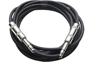 Seismic Audio Speakers TRS Male ¼” To TRS Male ¼” Patch Cable, 10 Foot Balanced Cord, Black