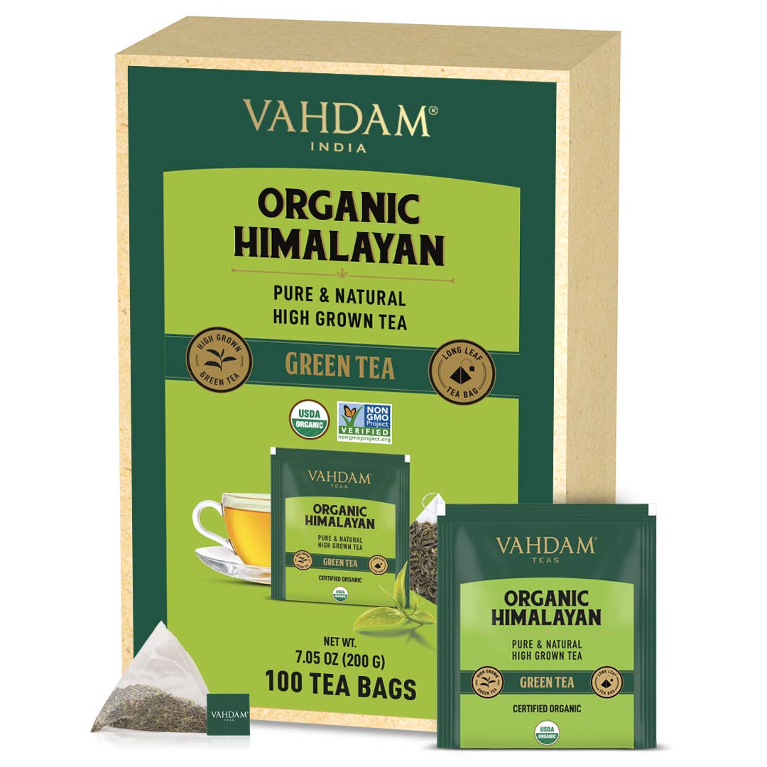 VAHDAM, ORGANIC Himalayan Green Tea Leaves (100 Tea Bags) | 100% Natural Weight Loss Tea, Detox Tea, Slimming Tea, ANTIOXIDANTS RICH - Green Tea Loose Leaf Tea Bag : Grocery & Gourmet Food