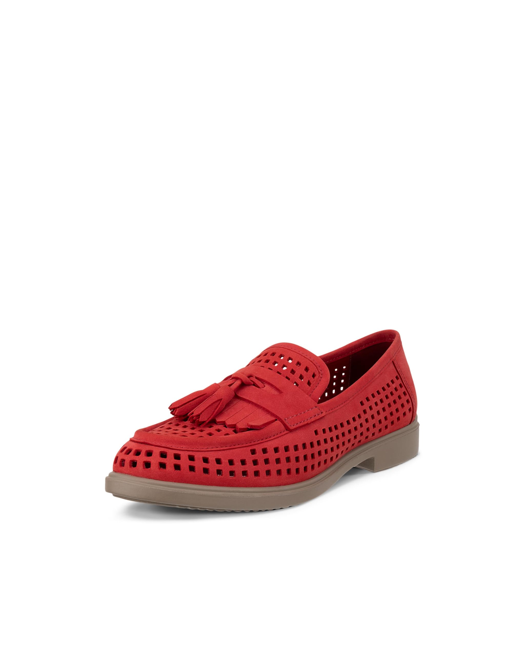 ECCO Women’s Dress Classic 15 Perforated Tassel Loafer, Chili RED Nubuck, 8-8.5