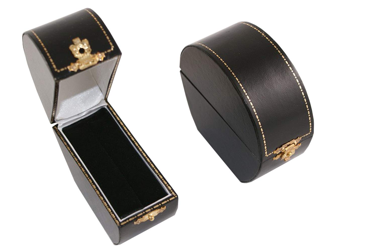 Black Leatherette Antique Style Upright Bangle Box (AQ-4BK)