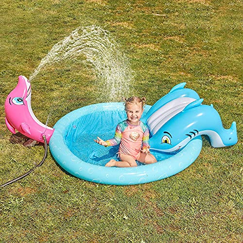 Inflatable Sprinkler Kiddie Pool with Slide, Sprinkler Pool Play Center