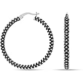 LeCalla 925 Sterling Silver Chunky Hoop Earrings for Jewelry Gifts | Hypoallergenic Medium & Large Click-Top Italian Earring Hoops for Women