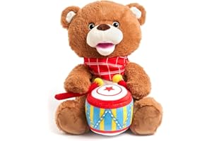 Cuddle Barn - Drummin' Billy | Animated Bear Stuffed Animal Musical Plush Toy Drums and Sings Along to Ants Go Marching and Five Little Bears, 11 inches