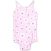 i play. by green sprouts baby girls One-piece Swimsuit With Built-in Reusable and Toddler Swim Diaper, Light Pink Large Blossoms, 0-6 Months US