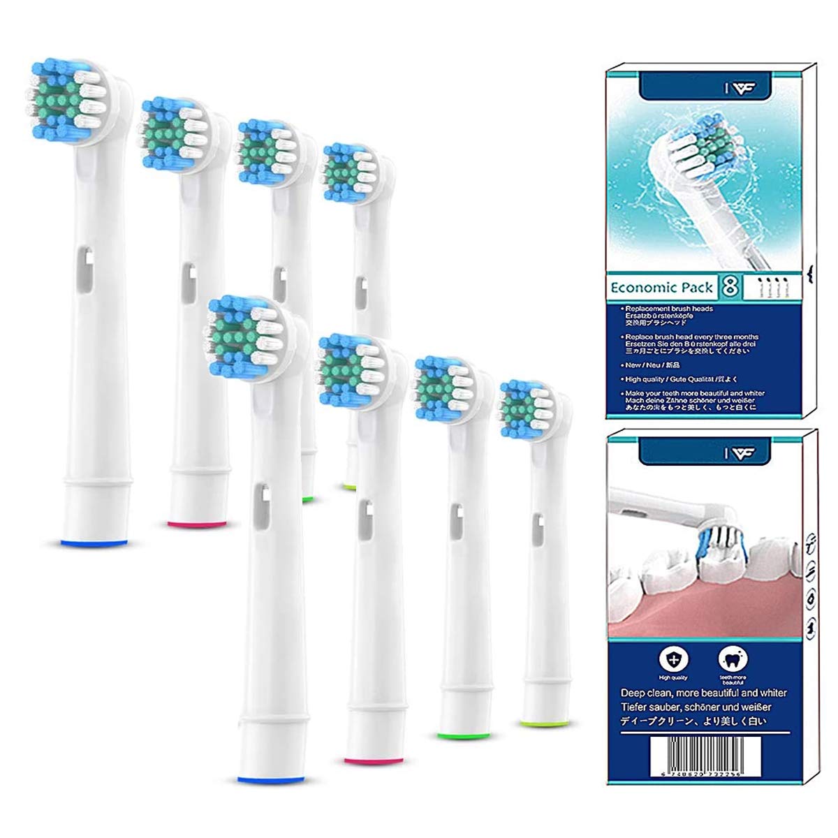 WuYan Replacement Toothbrush Head for Oral B Toothbrush Heads Replacement Refills for Braun Electric Rechargeable Toothbrush Handles Superior Cleaning and Plaque Removal, 8pcs Packaged for Adult