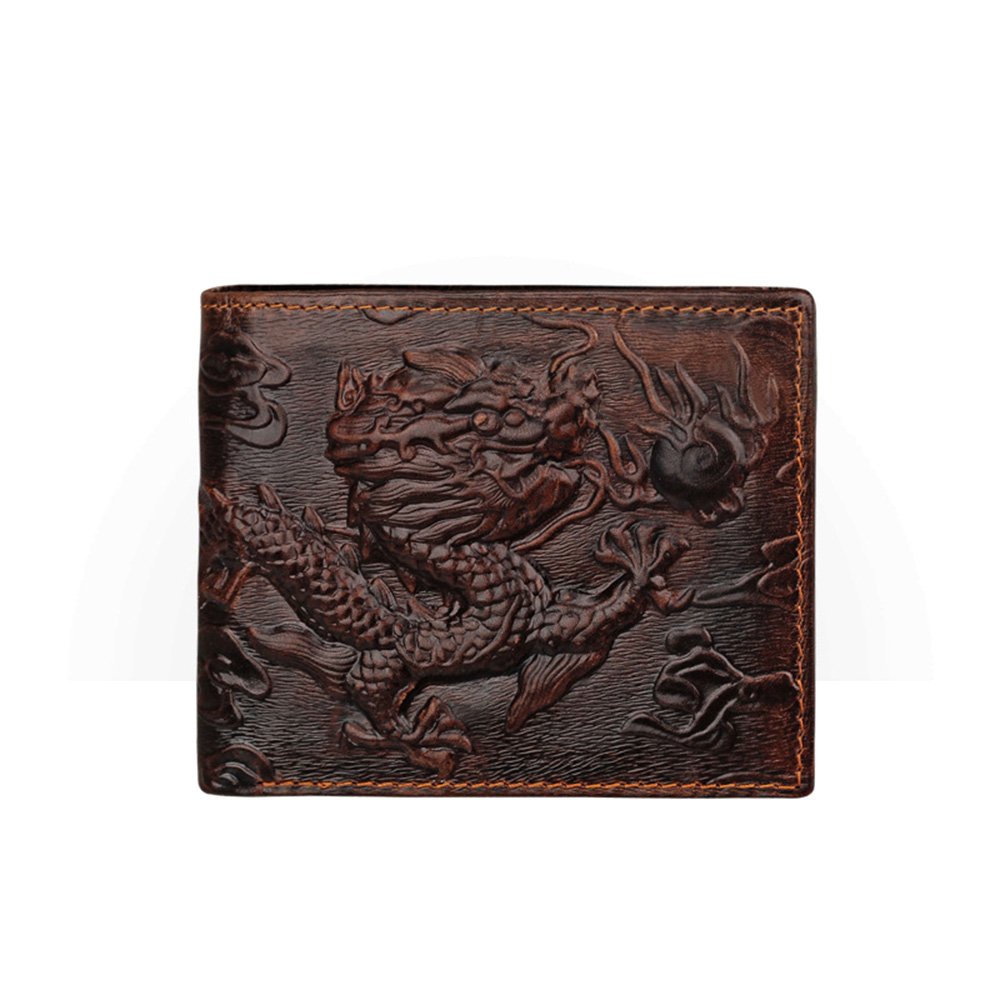 Mens Brown Wallet with Card Holder Dragon horizontal
