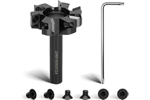 Virego CNC Spoilboard Surfacing Router Bit, 1/2" Shank 2" Cutting Diameter, Slab Flattening Router Bit Planing Bit ,6-Wings Planing bit for Wood Slab Flattening,6 Additional Screws,Upgrade