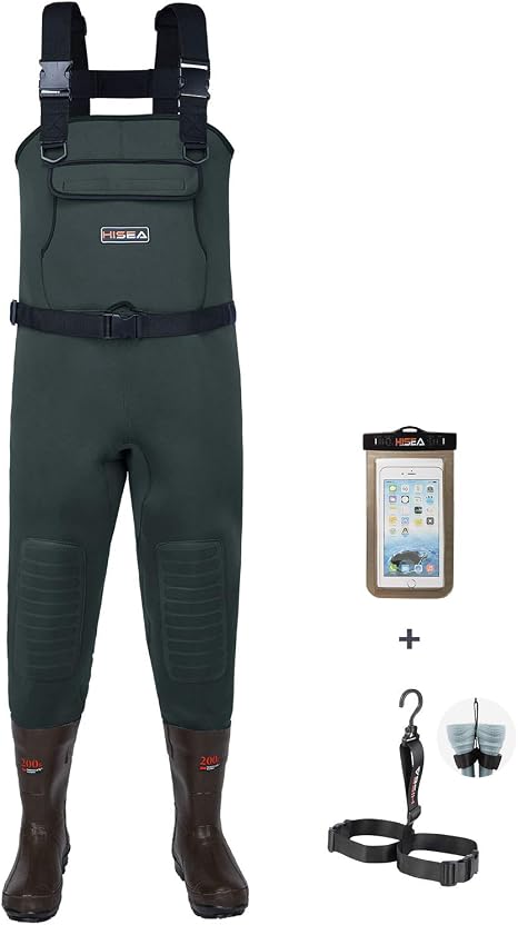 Waders Pêche Lineaeffe – Scaphandre PVC Noir, Tour De Poitrine 42, Semelle Renforcée – Néoprène Respirant Et étanche