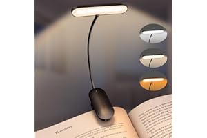 MICIEITIE Clip-On Book Light for Reading in Bed - Portable LED Reading Light with 3 Brightness Levels,80 Hours Runtime,Rechargeable Clip Lamp for Books,Magazines,E-Readers,travel,Kid,Student,Adult,Night Readers