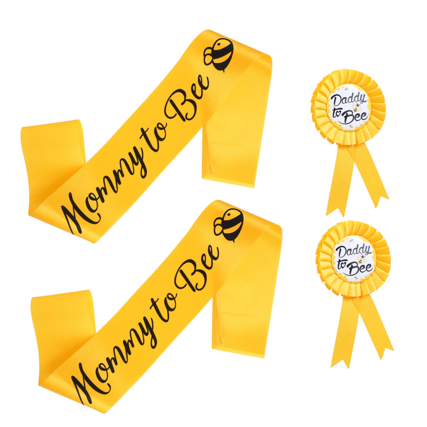 TOYANDONA 4pcs Mommy Baby Shower Decoration Mom Sash Daddy Pin Badge Corsage for to wear Baby Sprinkle Gender Reveal Party