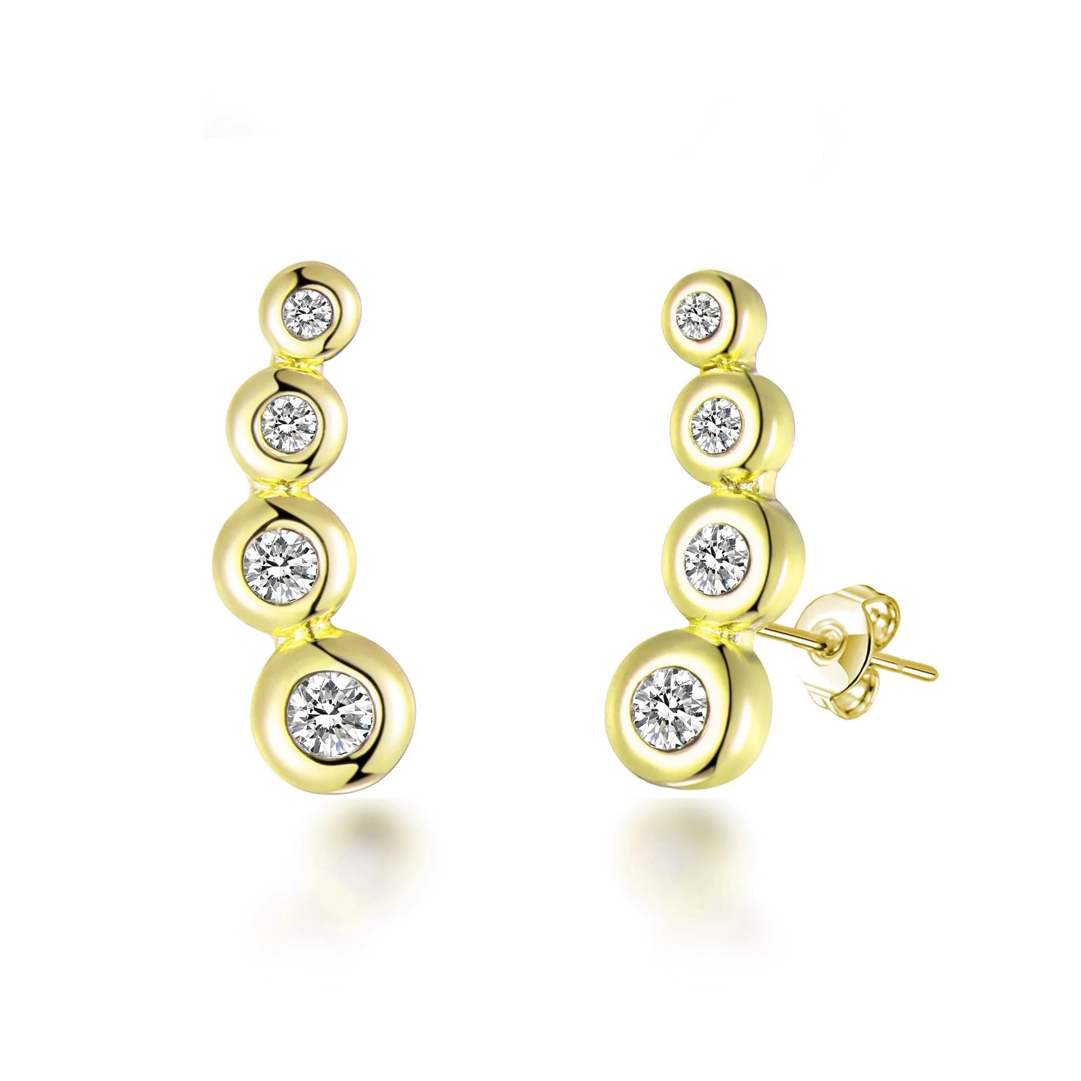 Philip Jones 18k Gold Plated Four Stone Climber Earrings Created With Zircondia® Crystals