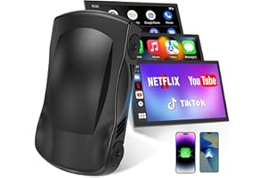 LEADTREE Wireless CarPlay Adapter is Compatible with Netflix YouTube TIKTok, CarPlay Ai Box, TF Card, 5GHz WiFi,Mirroring, for iPhone/Android，Android Auto Wireless Adapter for Factory Wired CarPlay Cars