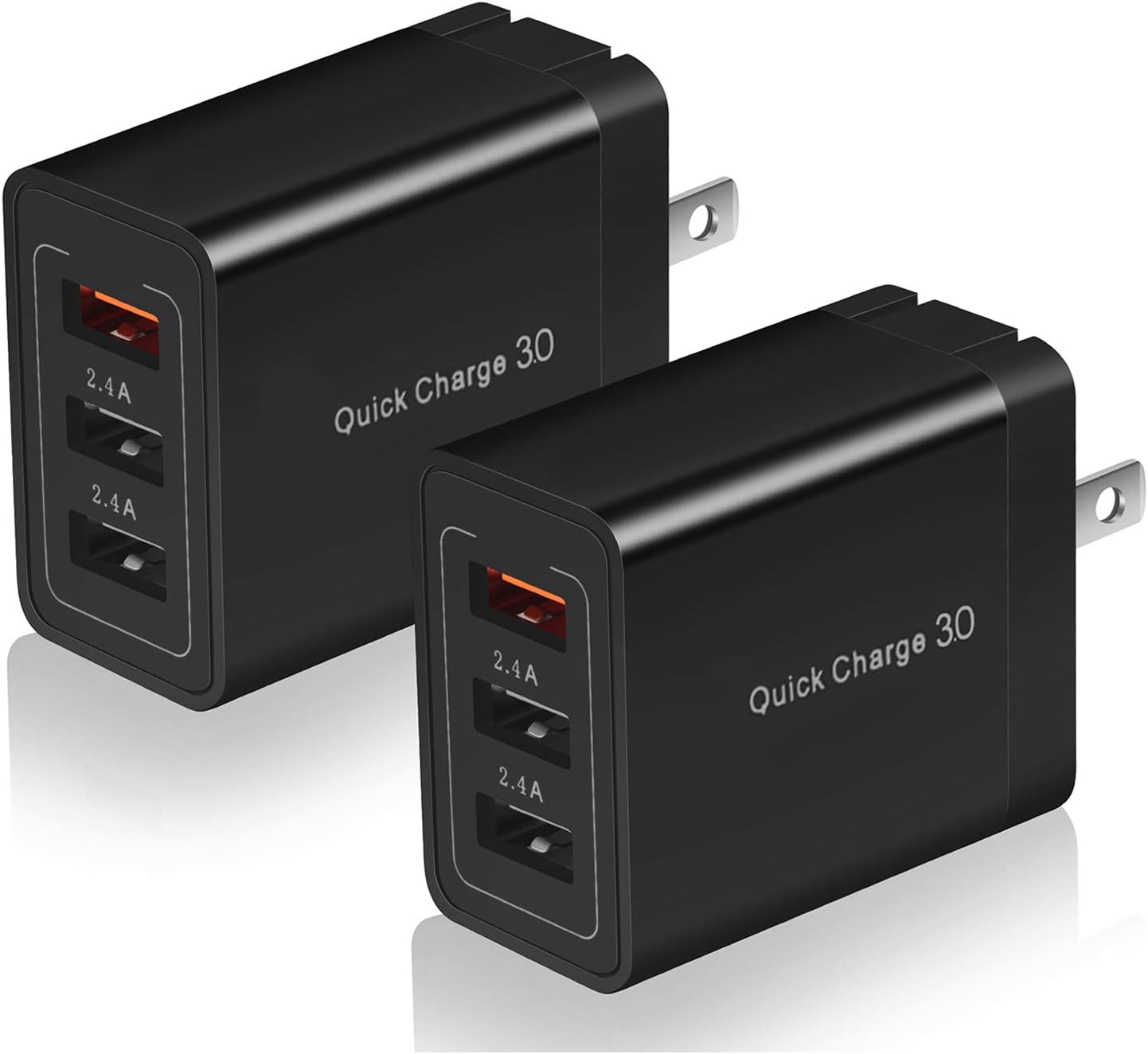 Quick Charge 3.0 USB Wall Charger, IVELLTARE 2-Pack 30W 3 Ports (QC3.0X1 + 2.4AX2) Adapter Fast Charging Adaptive Plug Compatible with Samsung Galaxy S10 S9 S8Plus S7 S6 Edge Note9, LG, Kindle, Tablet