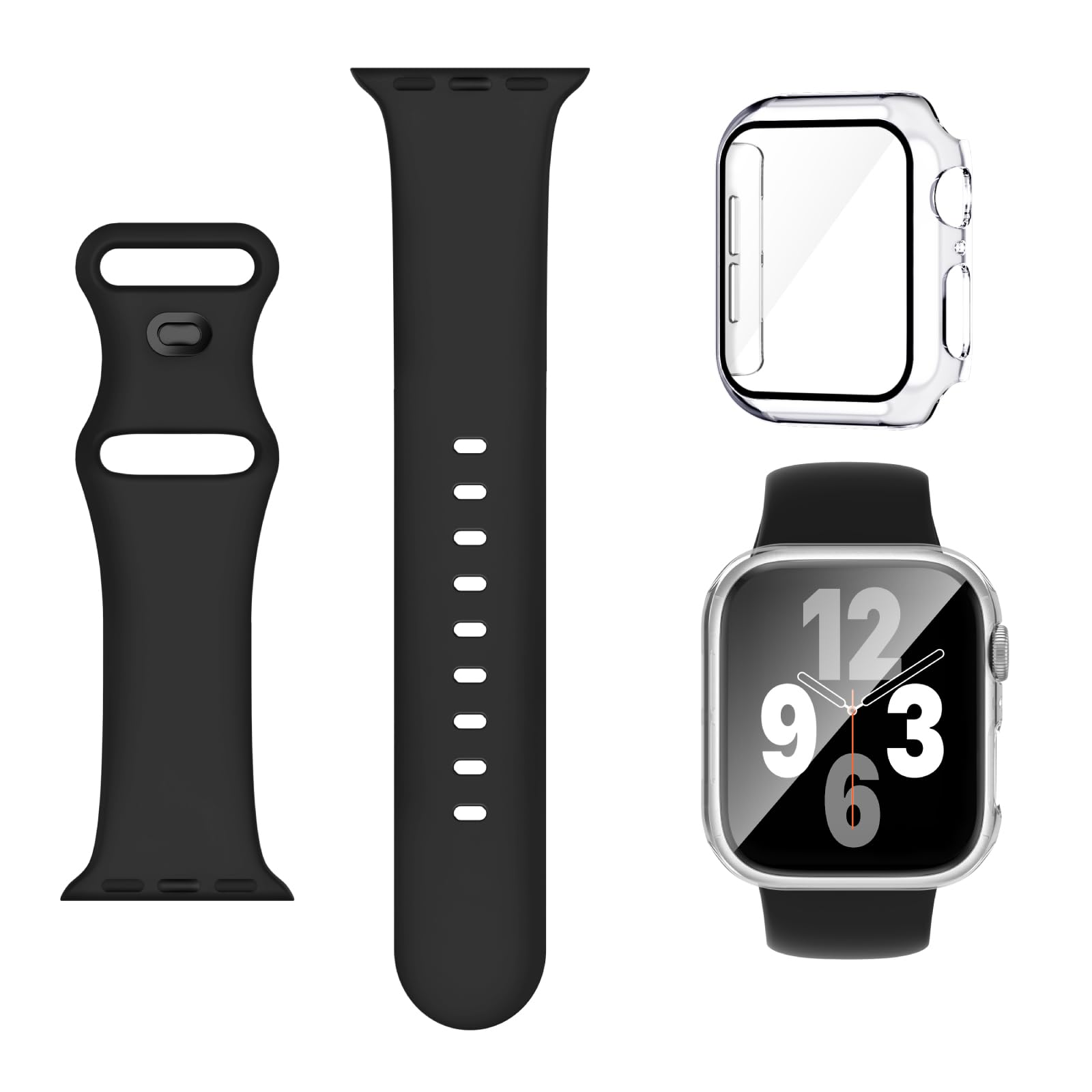 Adorique 3-in-1 Compatible for Apple Watch Band 40mm 41mm 42mm, Soft Silicone Sport Strap for iWatch Series SE 10 9 8 7 6 5 4 3