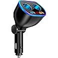 Car Charger Cigarette Lighter Splitter Adapter,120W QC3.0 Dual USB Car Charger with LED Voltmeter 12/24V Sockets Splitter Cigarette Lighter USB Chargers Fast Charging for Phone Tablets GPS Dash Cam