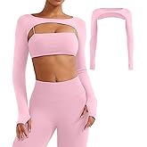 YEOREO Seamless Long Sleeve Shrug for Women Gym Crop Top Workout Cropped Sports Bolero