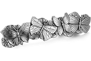 Amaxer Viking Gold Silver Barrettes for Women Girls Celtic Hair Clips for Thick Thin Hair Vintage French Hair Clips Hair Styling Accessories (Silver-Butterfly)