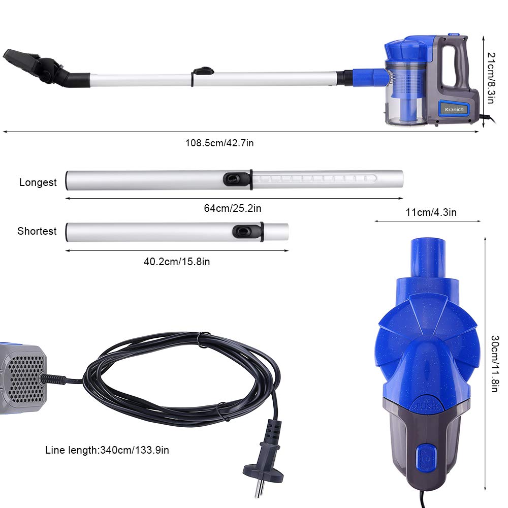 Aspirateur Balai Sans Sac Cyclonique Silencieux Aspirateur Balai Electrique Portable 2 en 1 Multifonctions