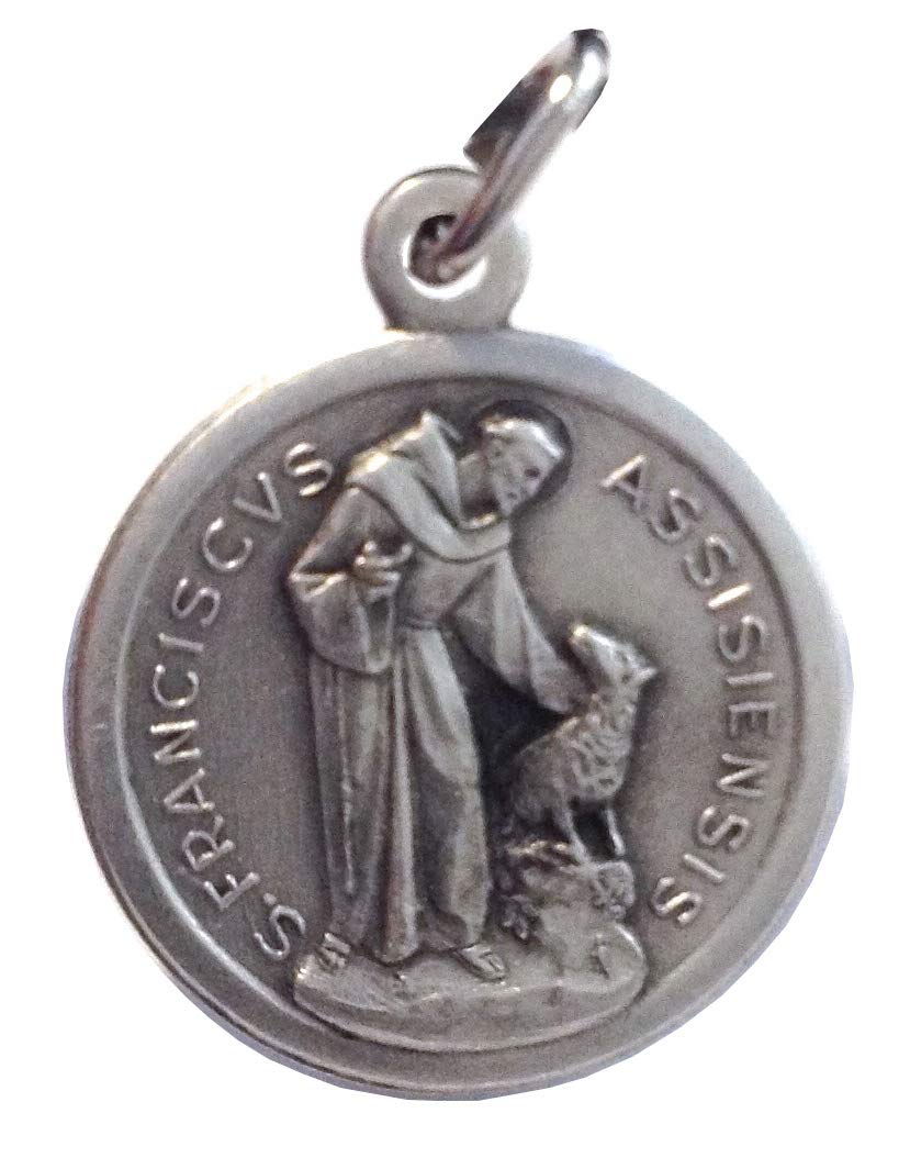 I G J Saint Francis of Assisi with the Wolf Silver Tone Medal - Patron Saint of Europe