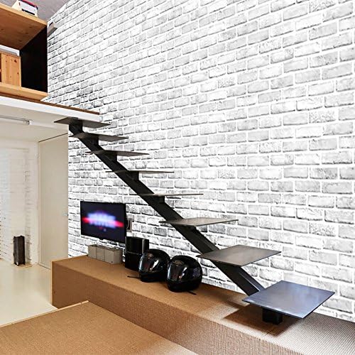 VRTUR Borders Door Fridge Furniture Switch Tile Wall Art Murals Window Decals Room Decor Sticker Decoration 3D Brick Stone Rustic Effect Self-adhesive Wall Sticker Home Decor