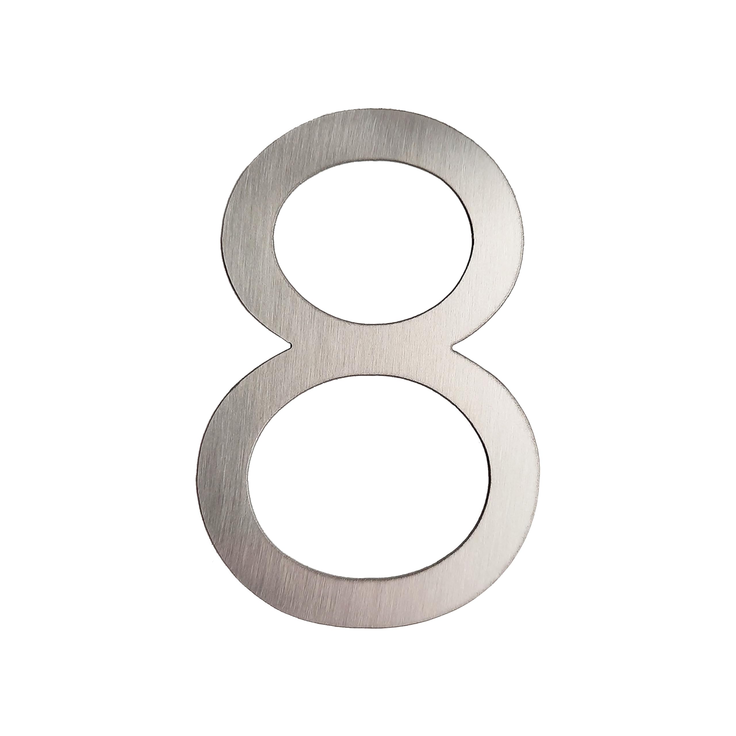 Guizzo Creart Stainless Steel External House Number - Dimensions 6,5 x 10 cm - Number 8 - Handmade and Made in Italy