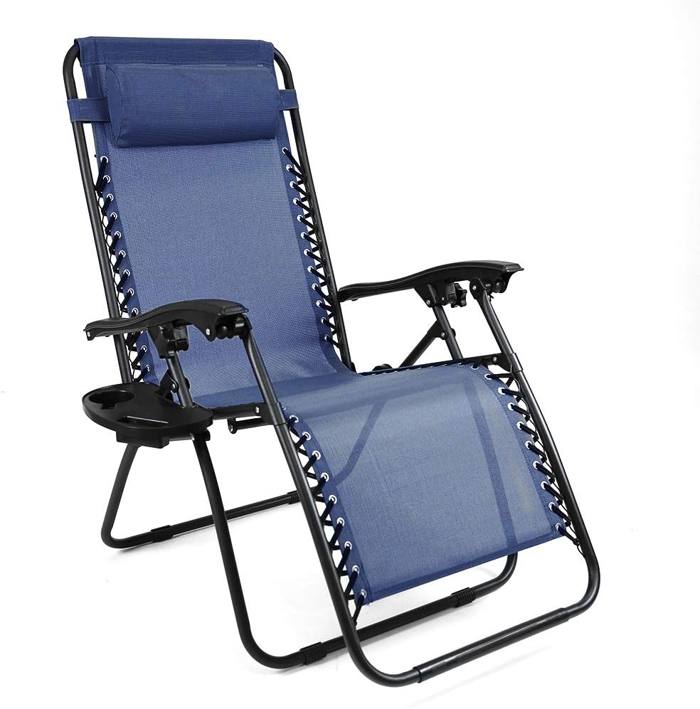 Niceway Oversized Zero Gravity Recliners Chairs Lounge Patio Chairs Folding Patio Lawn Recliner Outdoor Blue