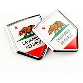 Newperlite California Flag Decal Sticker Car Emblem California Flag Car Decoration Accessories Chrome Shield for Truck Vehicles Cars, 2 Pack